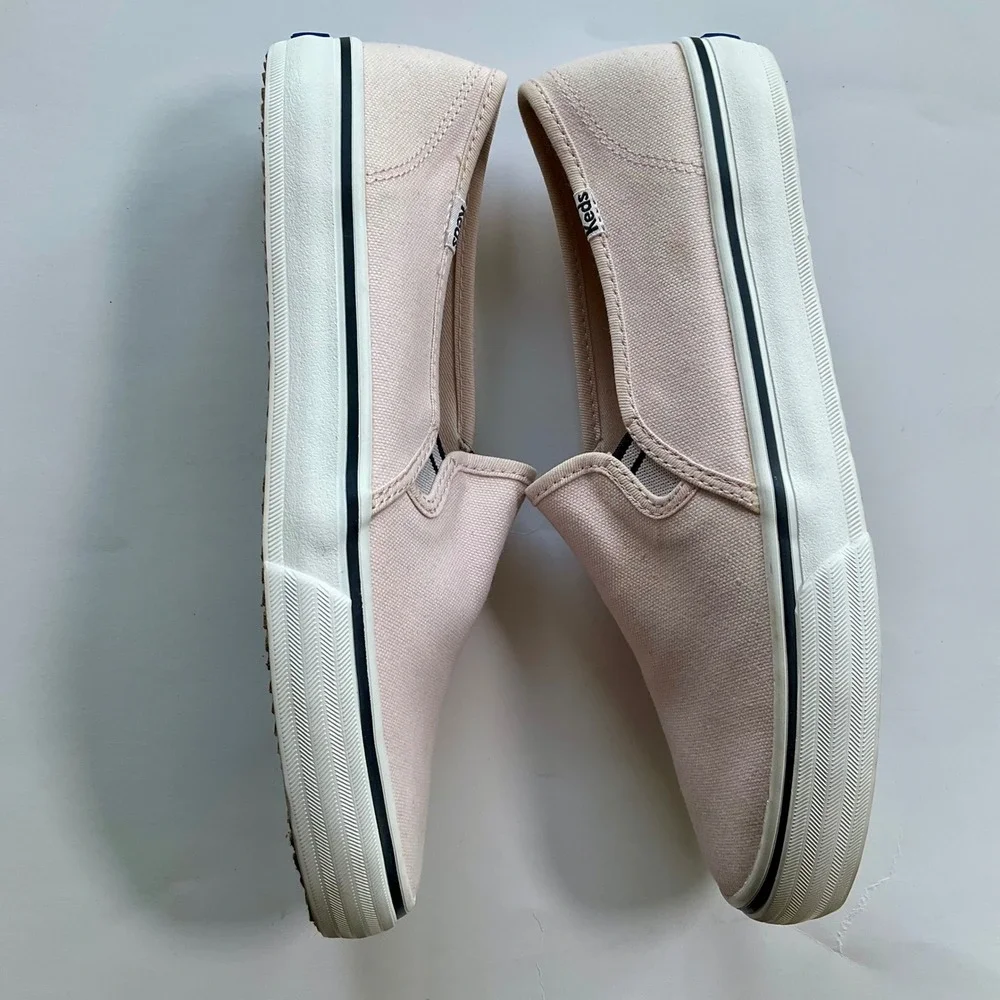 Keds Double Decker Pink Canvas Slip On Sneakers WF67490 Womens 8.5 Softerra NWOT